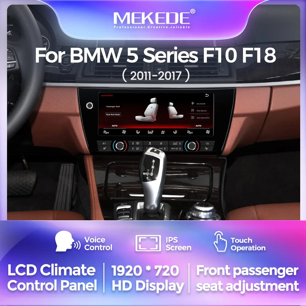 MEKEDE EU Warehouse IPS Touch LCD Climate Control Panel Replacement 10.25 inch Air Conditioning Screen For BMW 5 Series F10 F11 2011-2017 1920*720 HD LCD Digital Display Climate Control Touch AC Board