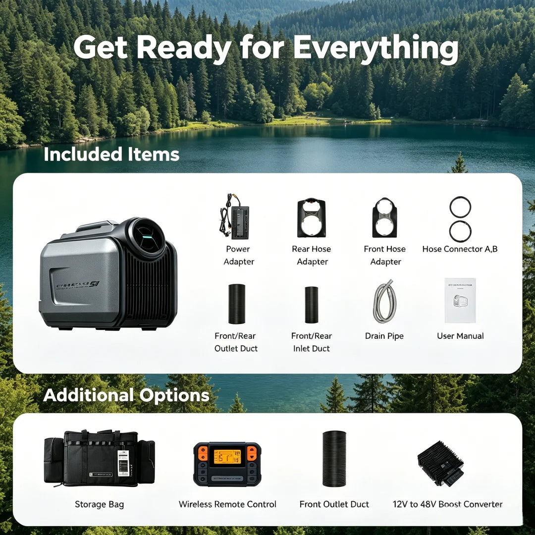 Cybertake S2 Pro Portable Air Conditioner 5100 BTU Cooling & 6100 BTU Heating 2.9 EER A Energy Class Quiet AC Unit with 4 Modes, IPX4 Water-Resistant for Camping, RV, Tent, Home & Outdoor Use