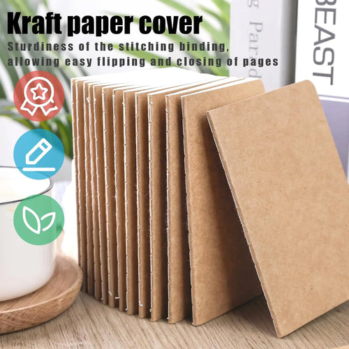 16/24PCS Kraft Notebooks,3.5x5in Pocket Notebooks Blank Paper Small Pocket Journal Notepads  for School Office Home Travel Gifts