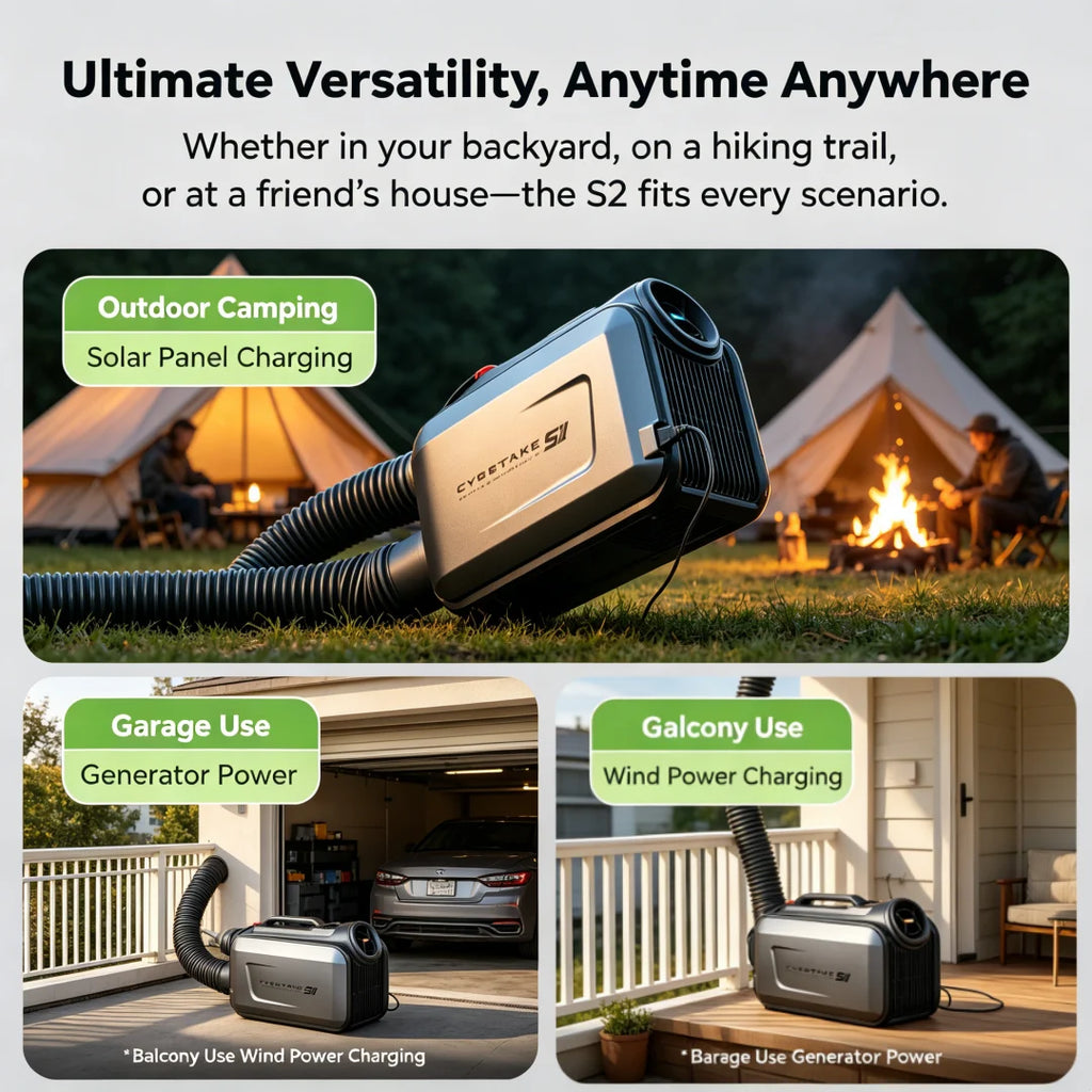 Cybertake S2 Pro Portable Air Conditioner 5100 BTU Cooling & 6100 BTU Heating 2.9 EER A Energy Class Quiet AC Unit with 4 Modes, IPX4 Water-Resistant for Camping, RV, Tent, Home & Outdoor Use