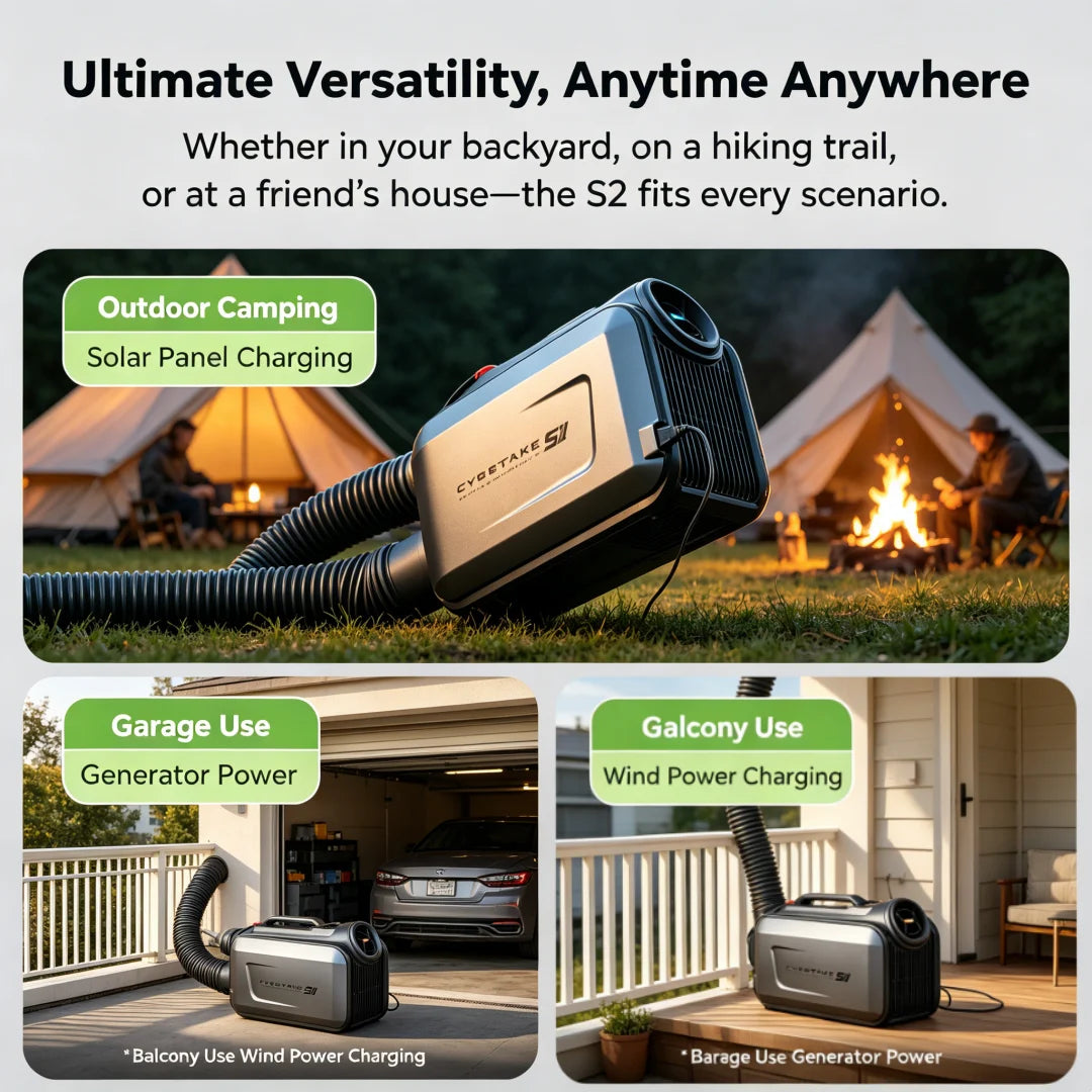 Cybertake S2 Pro Portable Air Conditioner 5100 BTU Cooling & 6100 BTU Heating 2.9 EER A Energy Class Quiet AC Unit with 4 Modes, IPX4 Water-Resistant for Camping, RV, Tent, Home & Outdoor Use