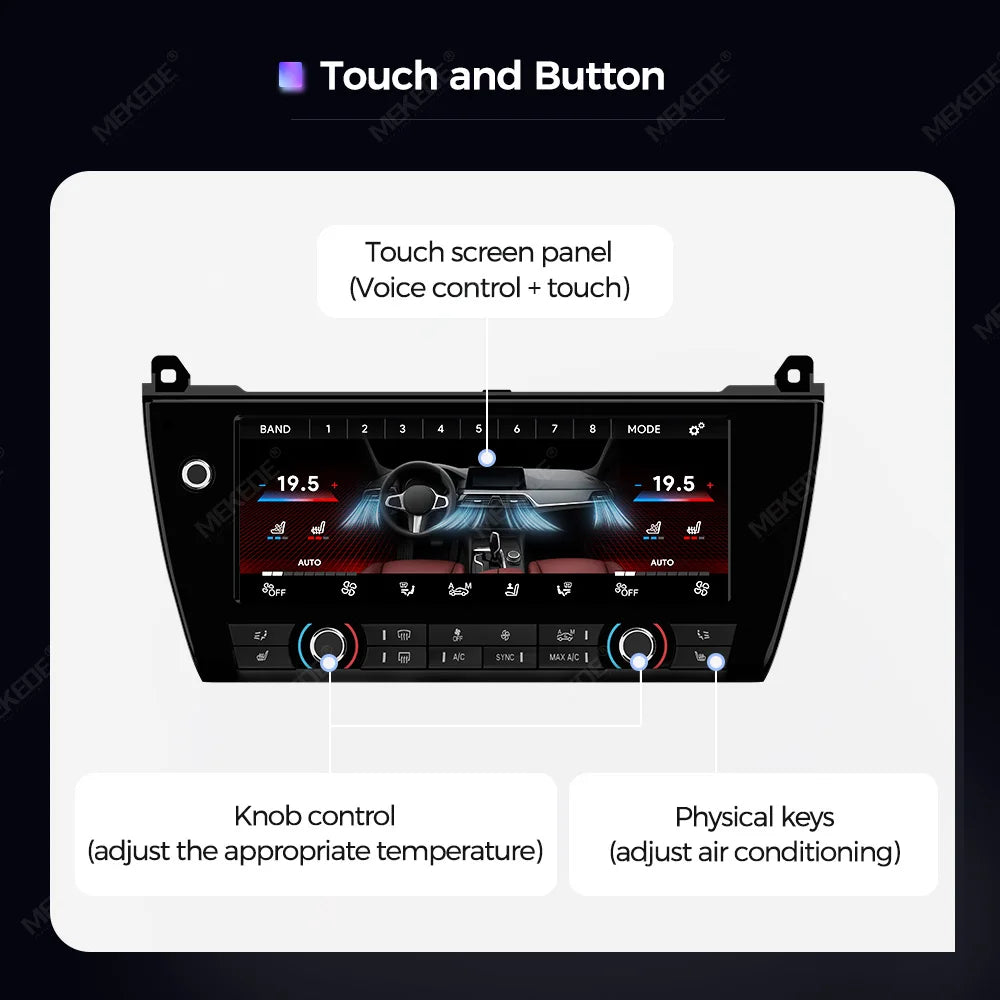 MEKEDE EU Warehouse IPS Touch LCD Climate Control Panel Replacement 10.25 inch Air Conditioning Screen For BMW 5 Series F10 F11 2011-2017 1920*720 HD LCD Digital Display Climate Control Touch AC Board
