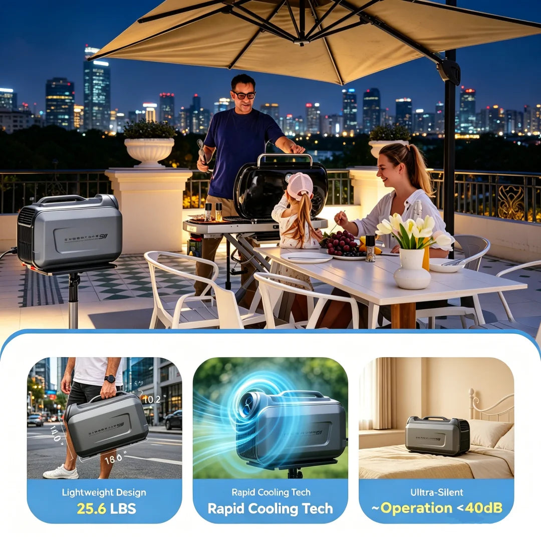 Cybertake S2 Pro Portable Air Conditioner 5100 BTU Cooling & 6100 BTU Heating 2.9 EER A Energy Class Quiet AC Unit with 4 Modes, IPX4 Water-Resistant for Camping, RV, Tent, Home & Outdoor Use